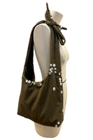 Green Velvet Button Bag