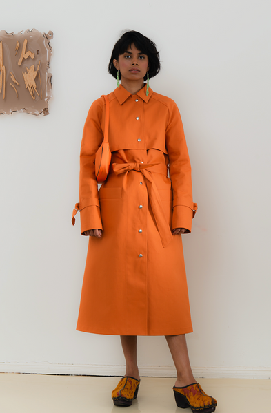 TRUONGII WAX Orange Trench Coat