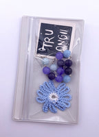 Violet Blue Triple Pearl String Earrings